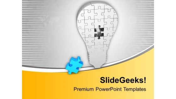 Light Bulb Of Puzzle With Missing Piece PowerPoint Templates Ppt Backgrounds For Slides 0813