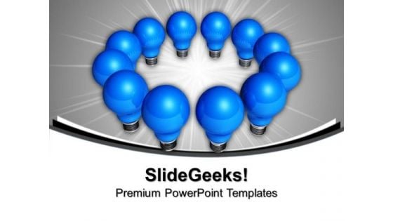 Light Bulbs In A Circle Teamwork PowerPoint Templates And PowerPoint Themes 1012