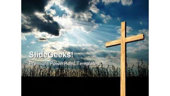 Light Shining On Cross Religion PowerPoint Templates And PowerPoint Backgrounds 0711