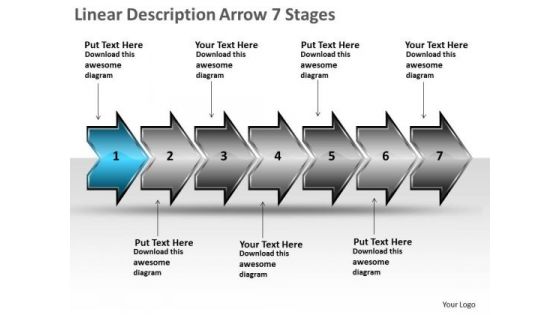Linear Description Arrow 7 Stages Electrical Drawing Symbols PowerPoint Slides