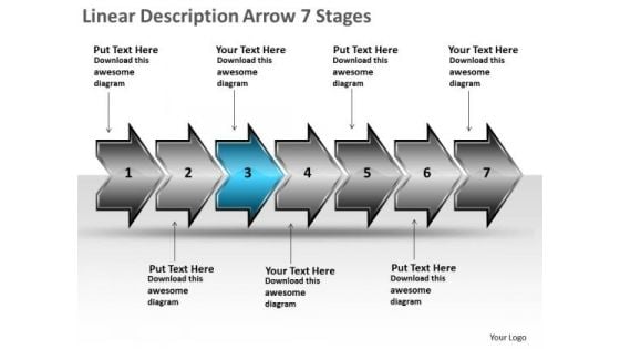 Linear Description Arrow 7 Stages Flow Chart Maker Online PowerPoint Templates