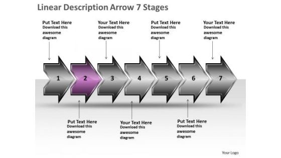 Linear Description Arrow 7 Stages Sample Vision Flowcharts PowerPoint Templates