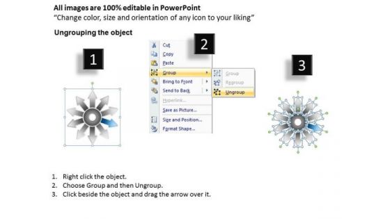 Linear Description Of 10 Business Steps Diverging Radial Process PowerPoint Templates