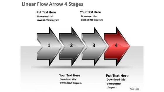 Linear Flow Arrow 4 Stages Online Flowchart Maker PowerPoint Slides