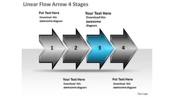 Linear Flow Arrow 4 Stages Ppt Charting Slides PowerPoint Templates