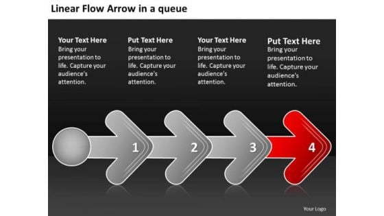 Linear Flow Arrow Queue Bsuiness Proto Type PowerPoint Templates