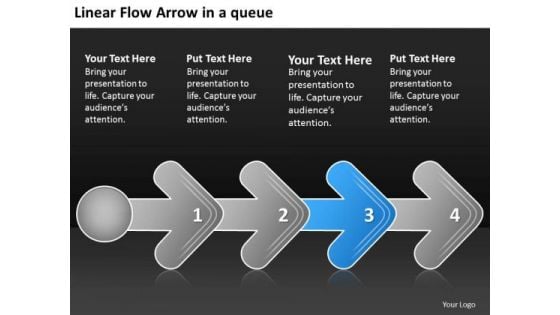 Linear Flow Arrow Queue Business Proto Type PowerPoint Templates