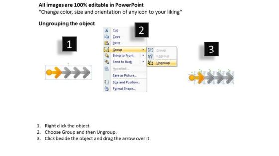 Linear Flow Arrow Queue Flowchart Program PowerPoint Templates Slide02