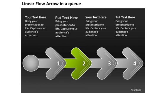 Linear Flow Arrow Queue Proto Type PowerPoint Templates