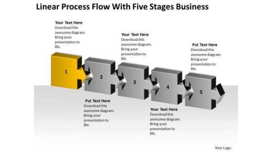 Linear Process Flow With Five Stages Business Ppt How To Do Plan PowerPoint Templates