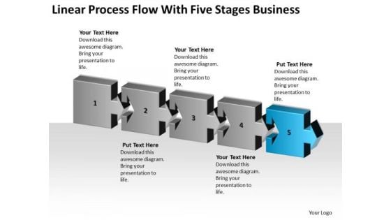 Linear Process Flow With Five Stages Business Ppt Plan Models PowerPoint Templates