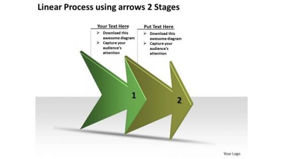 Linear Process Using Arrows 2 Stages Online Flow Chart Creator PowerPoint Slides