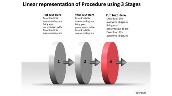 Linear Representation Of Procedure Using 3 Stages Ppt Make Flow Charts PowerPoint Templates