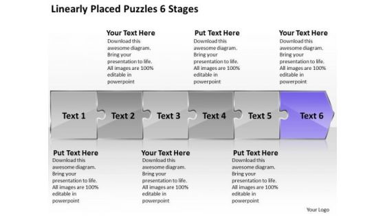Linearly Placed Puzzles 6 Stages Ppt It Support Flow Chart PowerPoint Templates