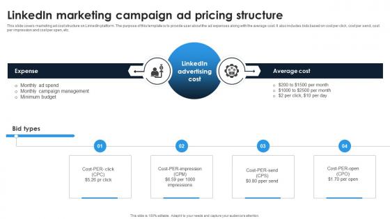 Linkedin Content Strategies Linkedin Marketing Campaign Ad Pricing Structure MKT SS V Linkedin Content Strategies Linkedin Marketing Campaign Ad Pricing Structure MKT SS V