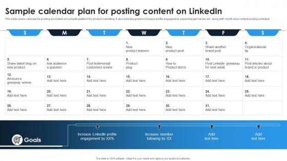 Linkedin Content Strategies Sample Calendar Plan For Posting Content On Linkedin MKT SS V Linkedin Content Strategies Sample Calendar Plan For Posting Content On Linkedin MKT SS V