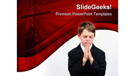 Little Boy Prayer Religion PowerPoint Template 0610