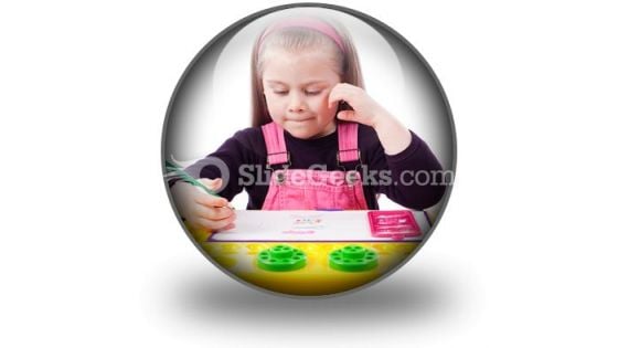 Little Girl Drawing PowerPoint Icon C Little Girl Drawing PowerPoint Icon C