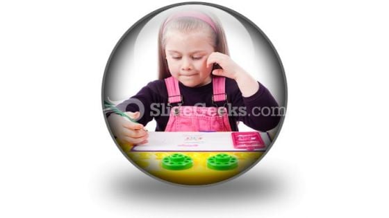 Little Girl Drawing PowerPoint Icon C