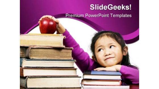 Little Girl With Books Education PowerPoint Template 0810