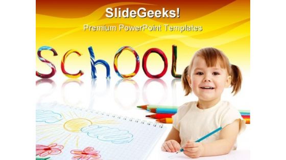 Little School Girl Education PowerPoint Background And Template 1210