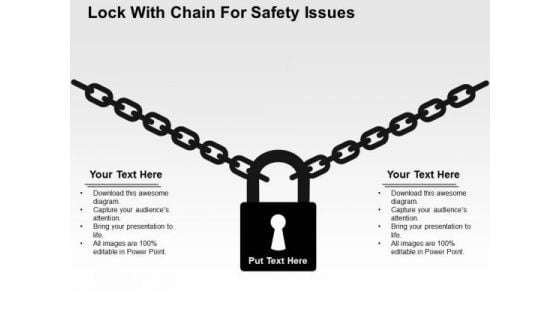 Lock With Chain For Safety Issues PowerPoint Template Lock With Chain For Safety Issues PowerPoint Template
