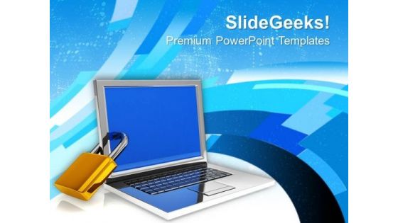 Locked Laptop Computer Security Concept PowerPoint Templates Ppt Backgrounds For Slides 0113