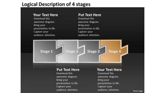 Logical Description Of 4 Stages Ppt Process Flow Chart Examples PowerPoint Slides