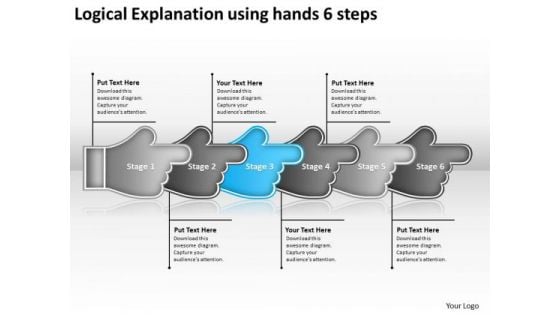 Logical Explanation Using Hands 6 Steps Flow Chart System PowerPoint Templates