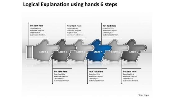 Logical Explanation Using Hands 6 Steps Microsoft Flowchart PowerPoint Slides
