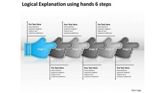 Logical Explanation Using Hands 6 Steps Online Flowchart Maker PowerPoint Slides