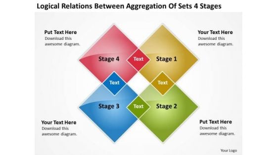 Logical Relations Between Aggregation Of Sets 4 Stages Linear Flow PowerPoint Templates