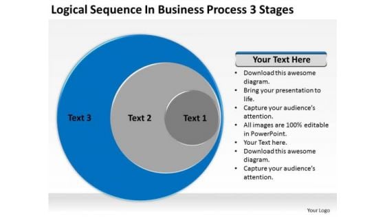 Logical Sequence In Business Process 3 Stages Ppt Plan PowerPoint Template