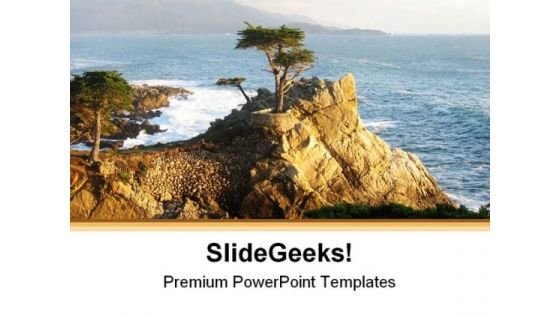 Lone Cypress Monterey Beach PowerPoint Templates And PowerPoint Backgrounds 0511