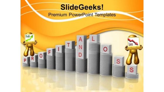 Loss And Profit On Stack Of Coins Growth PowerPoint Templates Ppt Backgrounds For Slides 0213