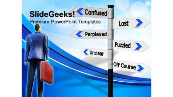 Lost And Confused Signpost Metaphor PowerPoint Templates And PowerPoint Themes 0712 Lost And Confused Signpost Metaphor PowerPoint Templates And PowerPoint Themes 0712