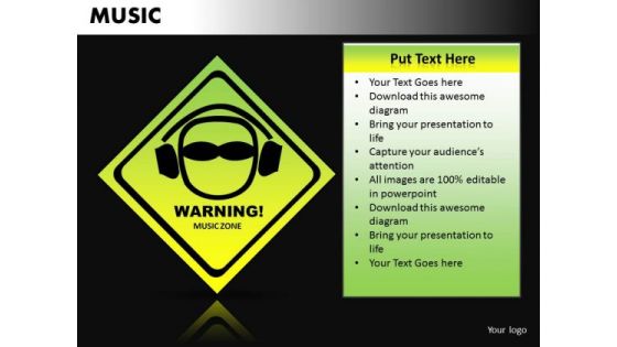 Loud Music Warning PowerPoint Templates Ppt Design Slides