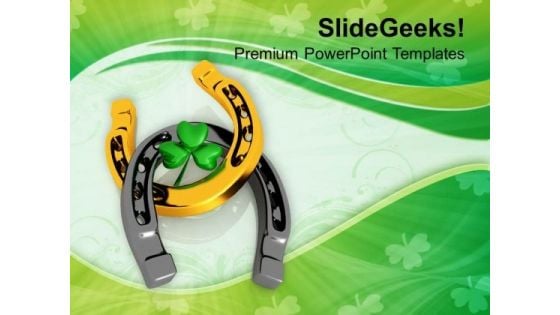 Lucky Clover And Horseshoe Festival PowerPoint Templates Ppt Backgrounds For Slides 0213