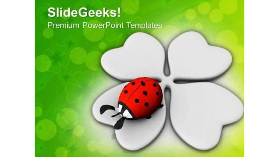 Lucky Symbols Four Leaf Clover And Lady Bug PowerPoint Templates Ppt Backgrounds For Slides 0313
