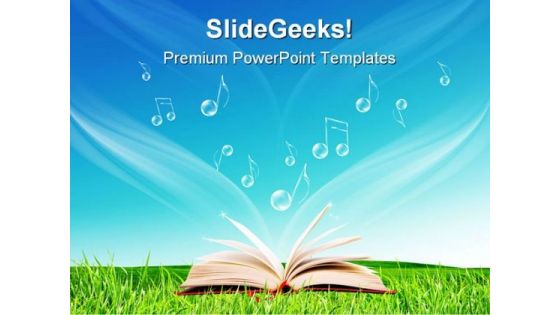 Magic Book Music Notes Nature PowerPoint Themes And PowerPoint Slides 0411