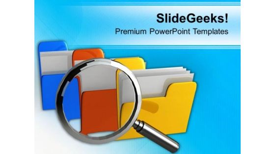 Magnifying Glass Over Foldres PowerPoint Templates Ppt Backgrounds For Slides 0713