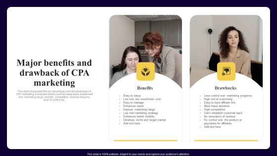 Major Benefits And Drawback Of CPA Marketing Executing Cost Per Action Marketing Summary Pdf