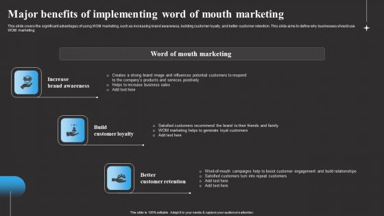 Major Benefits Of Implementing Word Of Mouth Tracking Word Mouth Marketing Microsoft PDF