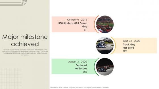 Major Milestone Achieved Battery Production Firm Investor Funding Elevator Pitch Deck