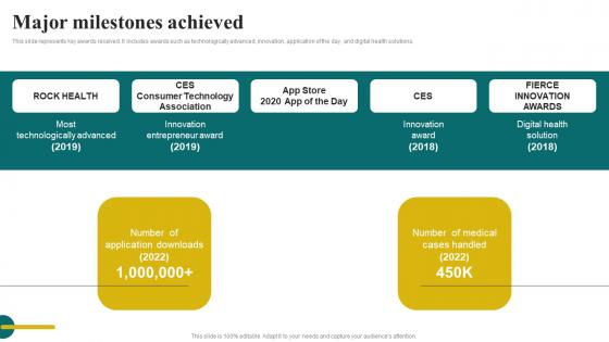 Major Milestones Achieved Digital Healthcare Solution Investor Funding Structure Pdf