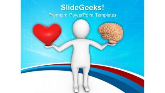 Make A Balance With Heart And Brain Health PowerPoint Templates Ppt Backgrounds For Slides 0713