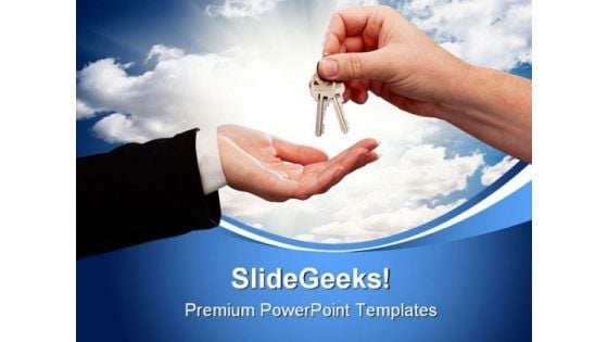 Male Handing Keys To Female Success PowerPoint Templates And PowerPoint Backgrounds 0311