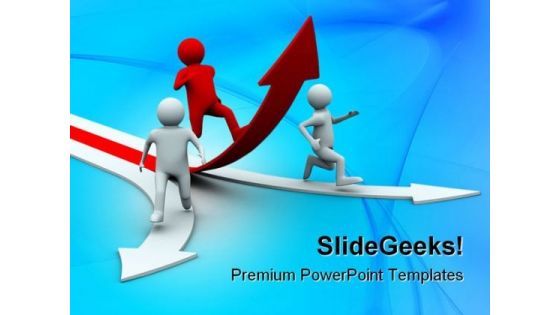 Man Climb Red Arrow Business PowerPoint Templates And PowerPoint Backgrounds 0711