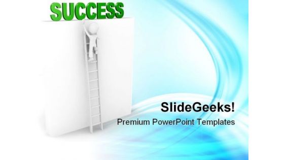Man Climbs On Ladder Success PowerPoint Themes And PowerPoint Slides 0811