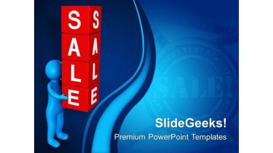 Man Holding Sale Cubes PowerPoint Templates Ppt Backgrounds For Slides 0713